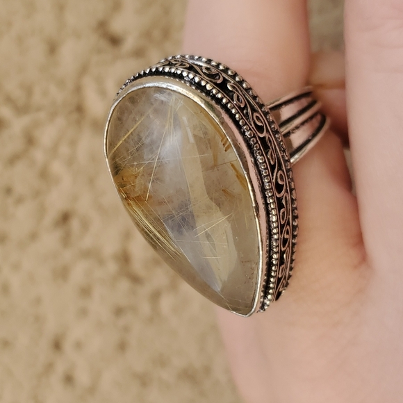 New Golden Rutile 925 Silver Ring. - Picture 9 of 15